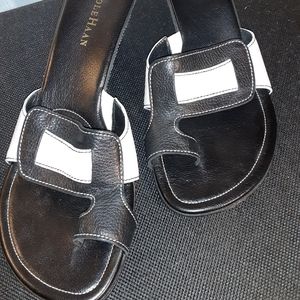 Cole Haan Black White Open Toe Wrap Sandal 10B